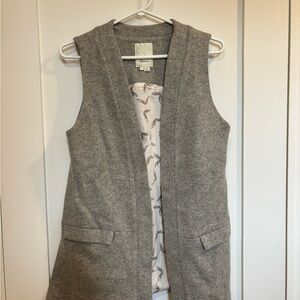 Anthropologie elevenses Gray Wool-Blend Sleeveless Long Vest